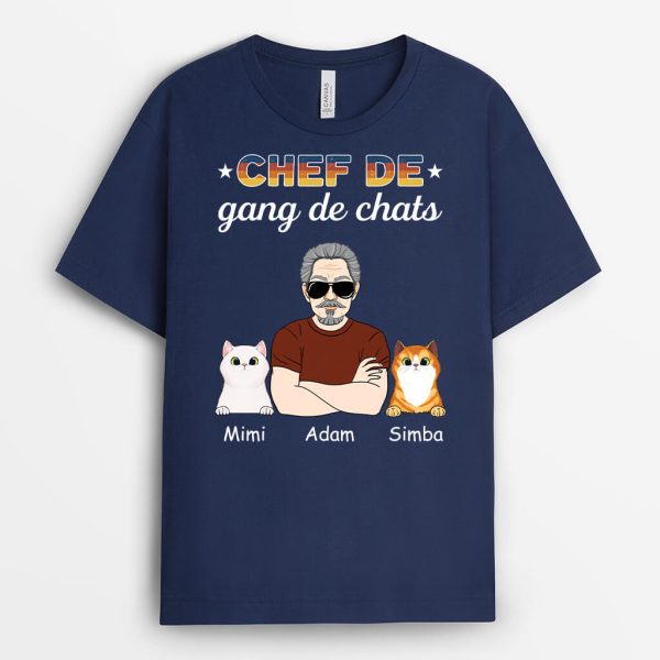 Chef De Gang De Chats – Cadeau Personnalise  T-shirt pour Amoureux des animaux