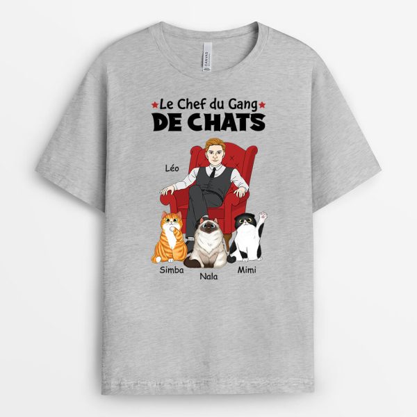 Chef De La Bande De Chats – Cadeau Personnalise  T-shirt pour Amoureux des animaux