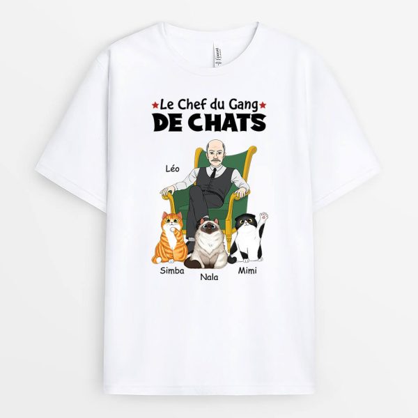 Chef De La Bande De Chats – Cadeau Personnalise  T-shirt pour Amoureux des animaux