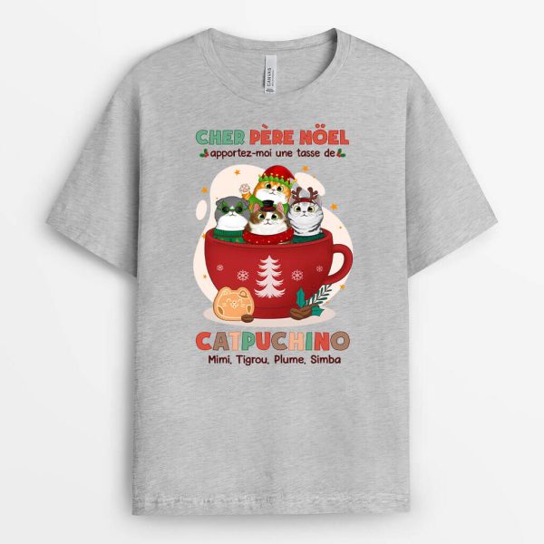 Cher Pere Noel Apportez-Moi Une Tasse De Catfe – Cadeau Personnalise  T-shirt pour Noel