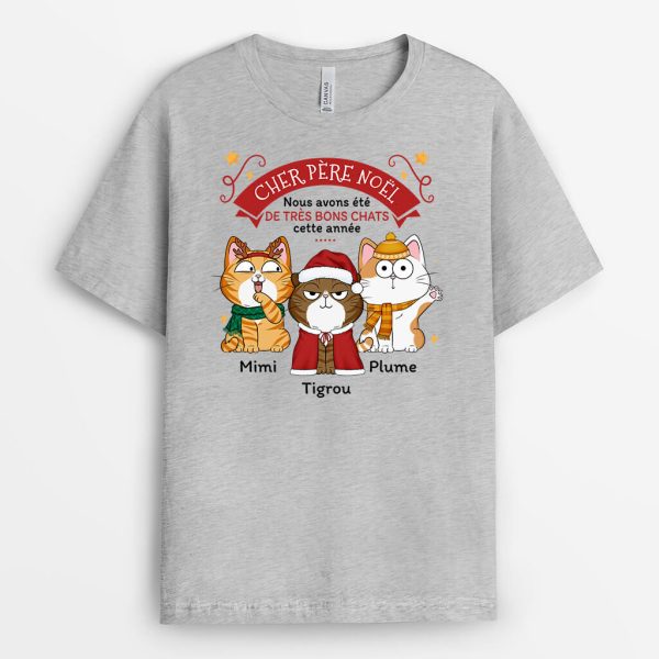 Cher Pere Noel Nous Avons Ete De Tres Bons Chats Cette Annee – Cadeau Personnalise  T-shirt pour Noel