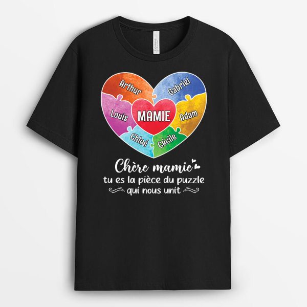 Chere Mamie Puzzle – Cadeau Personnalise  T-shirt Pour Femme