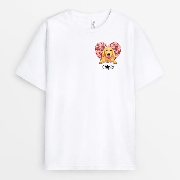 Chien Dans Le Coeur- Cadeau Personnalise  T-shirt pour Amoureux des Chiens