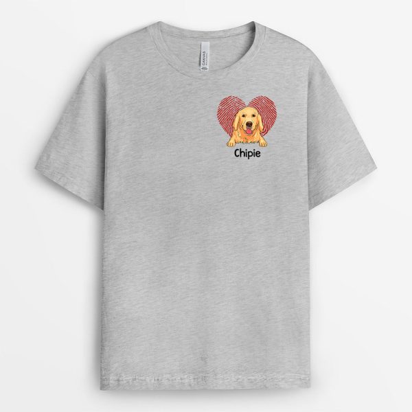 Chien Dans Le Coeur- Cadeau Personnalise  T-shirt pour Amoureux des Chiens