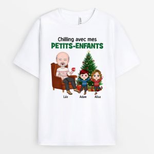 Chilling Avec Mes Petits-Enfants – Cadeau Personnalise T-shirt pour Noel Chilling Avec Mes Petits-Enfants – Cadeau Personnalise T-shirt pour Noel