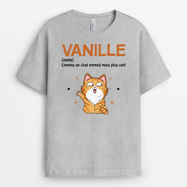 Comme Un Chat Normal Mais Plus Cool Avec Nom – Cadeau Personnalise  T-shirt pour Amoureux Des Animaux