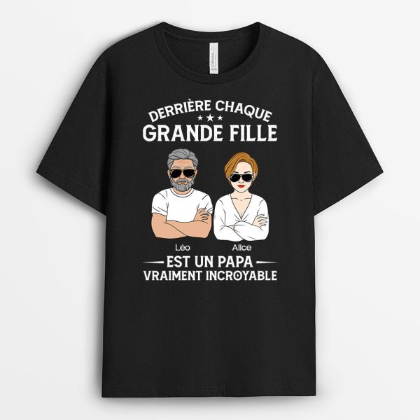 Derriere Chaque Grand Enfant Est Un Papa Vraiment Incroyable – Cadeau Personnalise  T-shirt pour Papa Papy