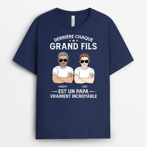 Derriere Chaque Grand Enfant Est Un Papa Vraiment Incroyable – Cadeau Personnalise  T-shirt pour Papa Papy