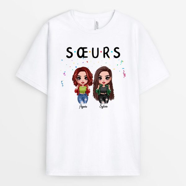 Des Amies, Des Soeurs – Cadeau Personnalise  T-shirt pour Meilleures Amies