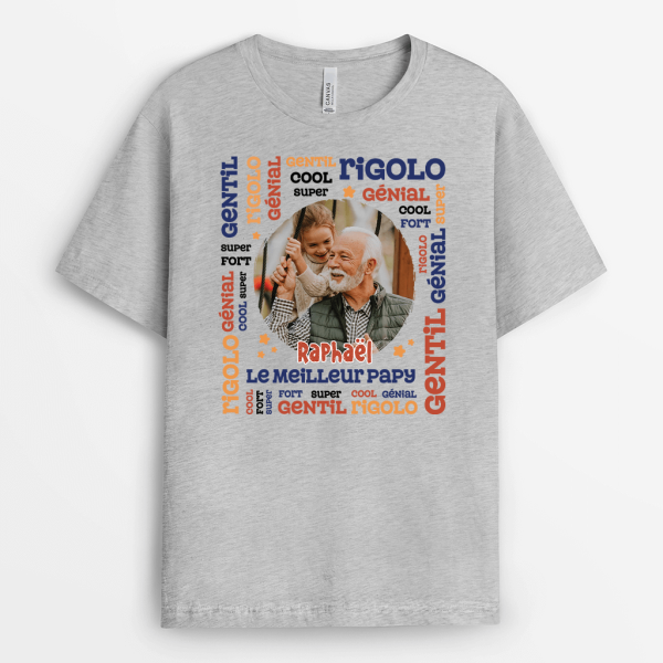 Description de Mot Adjectif Papa – Cadeau Personnalise  T-shirt Pour Papa