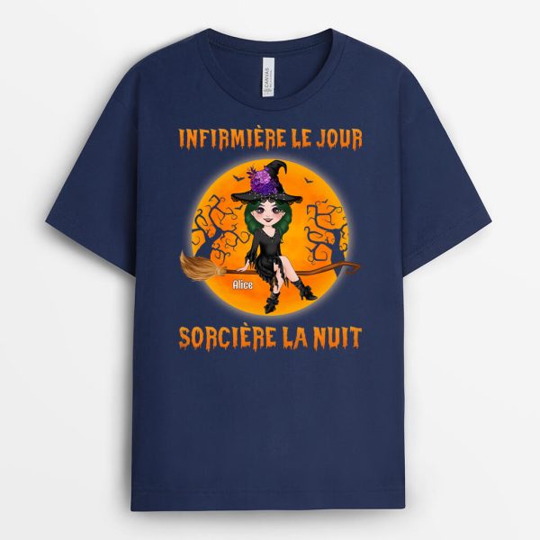 Enseignante Le Jour Sorciere La Nuit – Cadeau Personnalie  T-shirt pour Halloween