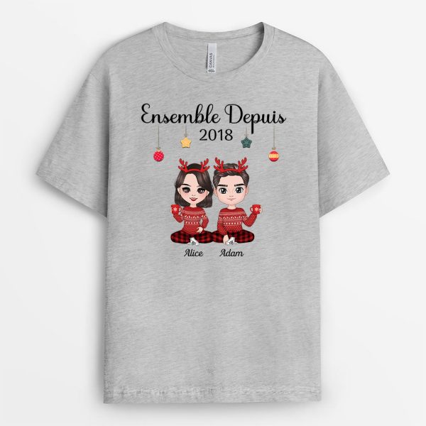 Ensemble Depuis – Cadeau Personnalise  T-shirt pour Couples Noel