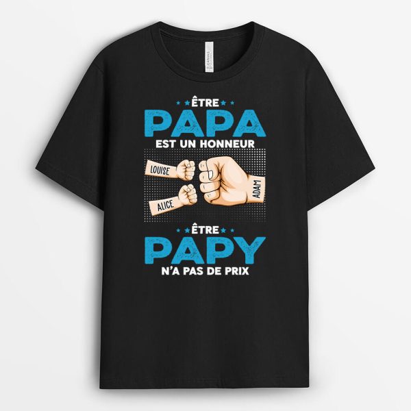 Etre PapaPapy Est Un Honneur – Cadeau Personnalise  T-shirt pour Homme