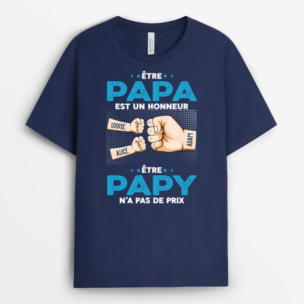 Etre PapaPapy Est Un Honneur – Cadeau Personnalise  T-shirt pour Homme