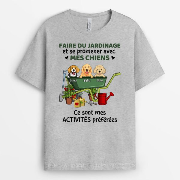 Faire Du Jardinage Avec Mes Chiens – Cadeau Personnalise  T-shirt pour Amoureux des chiens