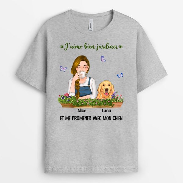 Faire Du Jardinage et Me Promener Avec Mes Chiens – Cadeau Personnalise  T-shirt pour Amoureux des Chiens