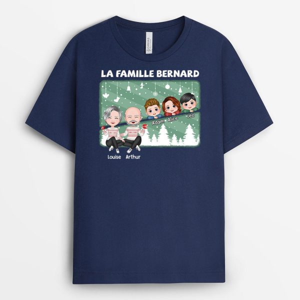 Famille Noel Avec Nom – Cadeau Personnalise  T-shirt pour Noel