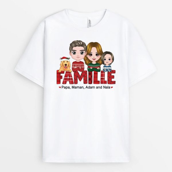 Famille Noel – Cadeau Personnalise  T-shirt pour Noel