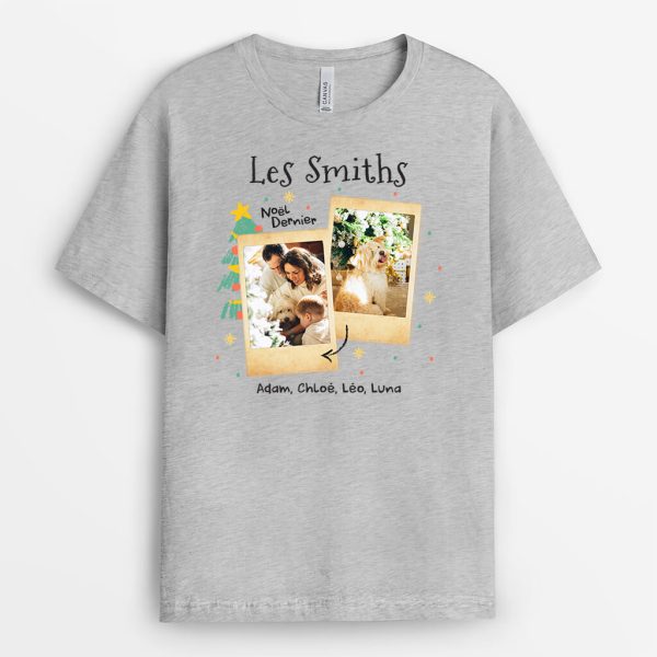 Famille Version Noel Avec Photo – Cadeau Personnalise  T-shirt pour Noel