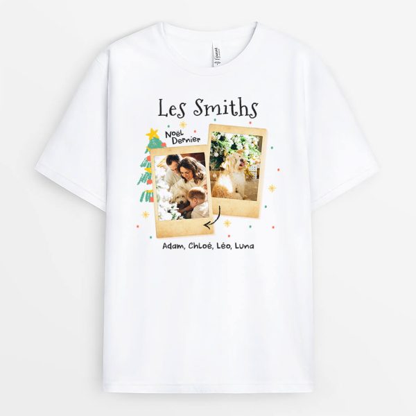 Famille Version Noel Avec Photo – Cadeau Personnalise  T-shirt pour Noel