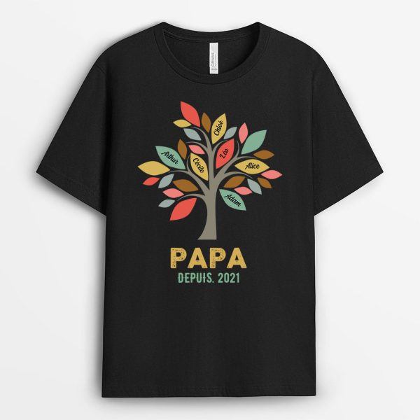 Famille d’arbre -Cadeau Personnalise  T-shirt pour MamanMamiePapaPapi