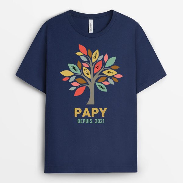 Famille d’arbre -Cadeau Personnalise  T-shirt pour MamanMamiePapaPapi