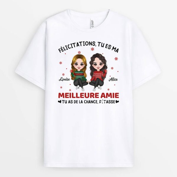 Felicitations, Tu Es Mon Meilleure Ami – Cadeau personnalise  T-shirt pour les meilleurs amis