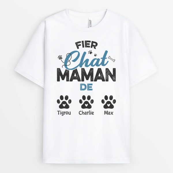 Fier Papa Maman Chien Chat De – Cadeau Personnalise  T-shirt Pour Amoureux Des Animaux