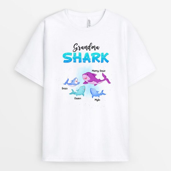 Grandma Shark – Cadeau Personnalise  T-shirt pour MamanMamie