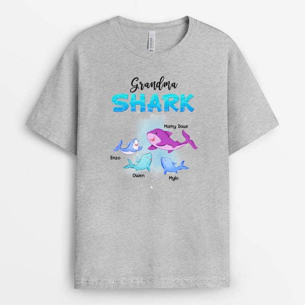 Grandma Shark – Cadeau Personnalise  T-shirt pour MamanMamie