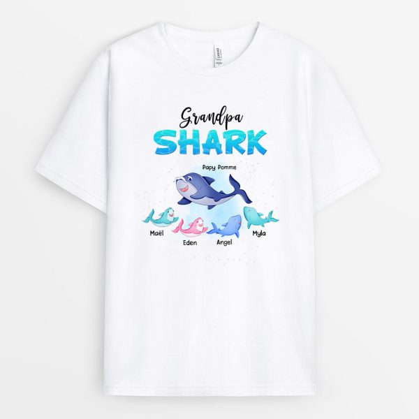 Grandpa Shark – Cadeau Personnalise  T-shirt pour PapaPapi