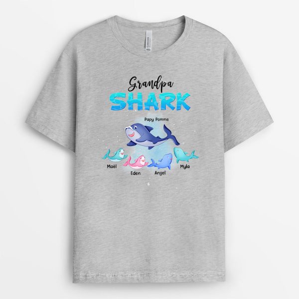 Grandpa Shark – Cadeau Personnalise  T-shirt pour PapaPapi