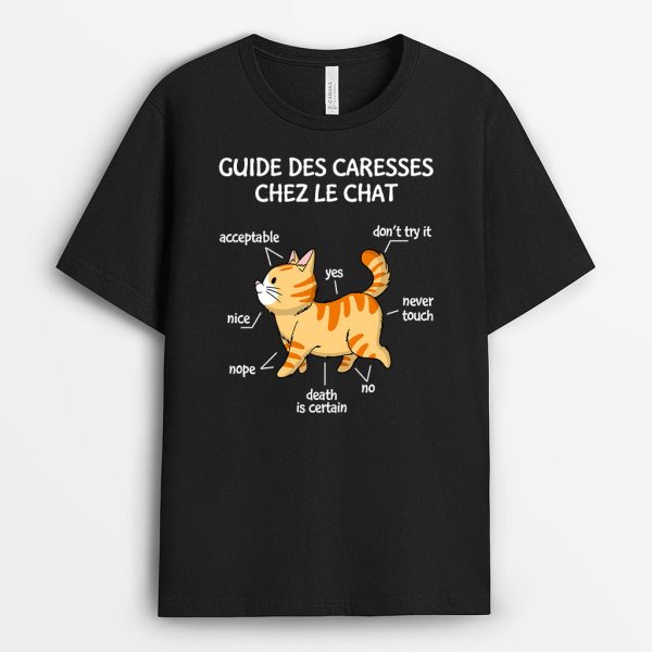 Guide Des Caresses Chez Le Chat – Cadeau Personnalise  T-shirt pour Amoureux des chats