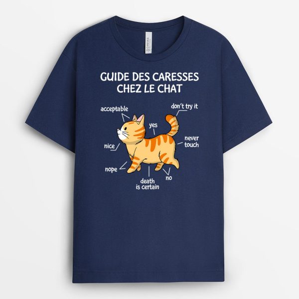 Guide Des Caresses Chez Le Chat – Cadeau Personnalise  T-shirt pour Amoureux des chats