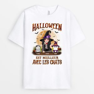 Halloween Est Meilleur Avec Les Chats – Cadeau Personnalise T-shirt pour Halloween Halloween Est Meilleur Avec Les Chats – Cadeau Personnalise T-shirt pour Halloween