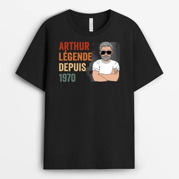 Homme Cool Legende Depuis – Cadeau Personnalise  T-shirt pour Papa Papi