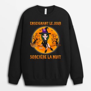 Infirmiere Le Jour Sorciere La Nuit – Cadeau Personnalise  Sweatshirt pour Halloween