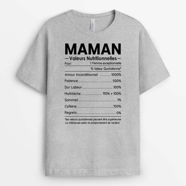 Informations Nutritionnelles Pour Maman Papa – Cadeau Personnalise  T-shirt Pour Famille