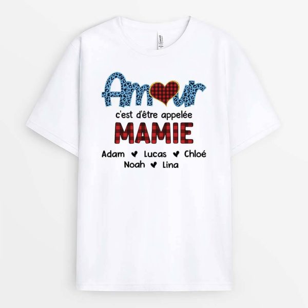 J’Aime Etre Appelee Mamie Leopard – Cadeau Personnalise  T-shirt pour Mamie