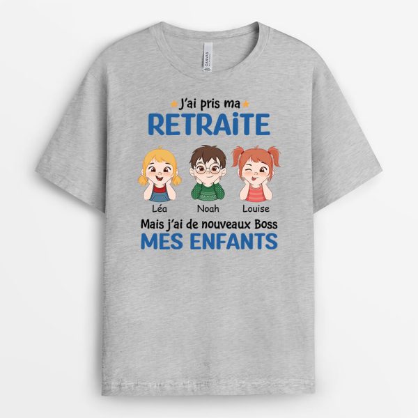 J’ai De Nouveaux Boss, Mes Enfants – Cadeau Personnalise  T-shirt Pour Papi