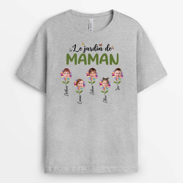 Jardin De MamanMamie Avec Photo – Cadeau Personnalise  T-shirt pour Femme