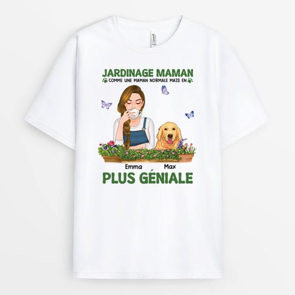 Jardinage Maman Version Chien – Cadeau Personnalise  T-shirt Pour les amoureux des animaux