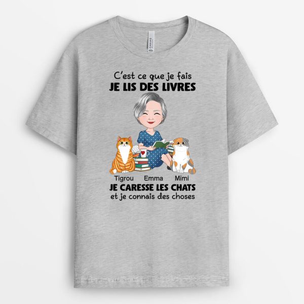 Je Lis Je Caresse Mes Chats – Cadeau Personnalise  T-shirt pour Femme