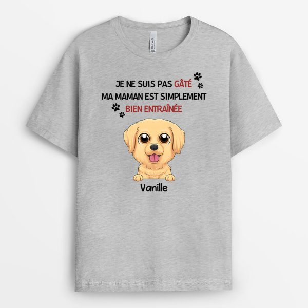 Je Ne Suis Pas Gate Ma Maman Chien Est Simplement Bien Entraenee – Cadeau Personnalise  T-shirt pour Amoureux des Animaux