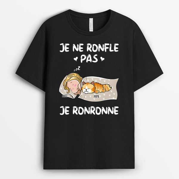 Je Ronfle Pas Je Ronronne – Cadeau Personnalise  T-shirt pour Amoureux des chats