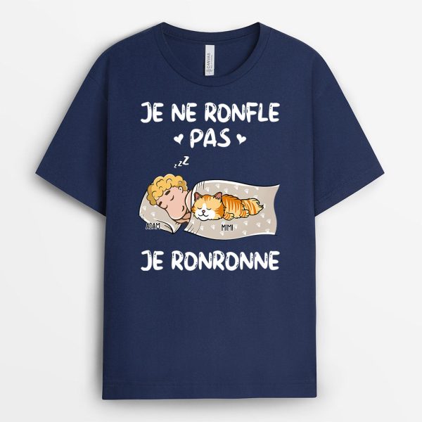 Je Ronfle Pas Je Ronronne – Cadeau Personnalise  T-shirt pour Amoureux des chats