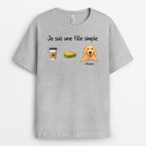 Je Suis Une Femme Simple – Cadeau Personnalise T-shirt pour Amoureux des Chiens Je Suis Une Femme Simple – Cadeau Personnalise T-shirt pour Amoureux des Chiens