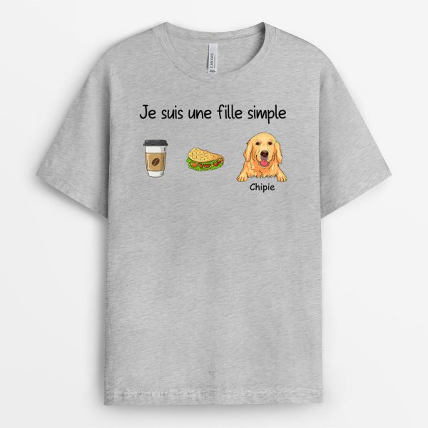 Je Suis Une Femme Simple – Cadeau Personnalise  T-shirt pour Amoureux des Chiens