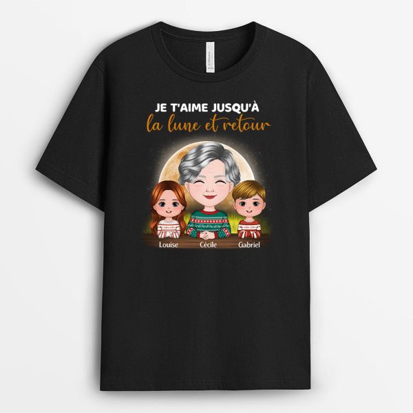 Je T’aime, Mamie – Cadeau Personnalise  T-shirt pour Mamie