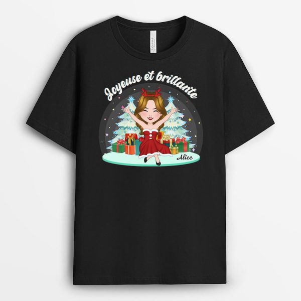 Joyeuse et Brillante – Cadeau Personnalise  T-shirt pour Noel